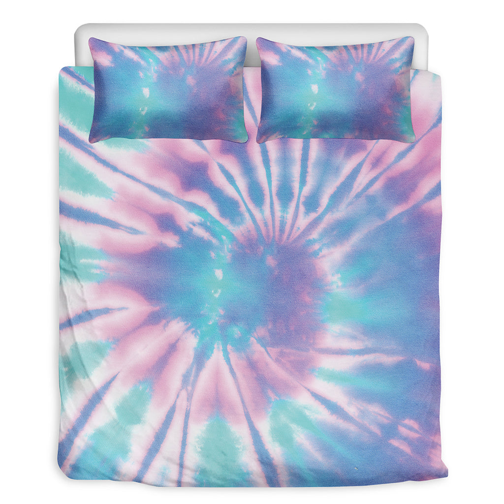 Teal And Pink Tie Dye Print Duvet Cover Bedding Set