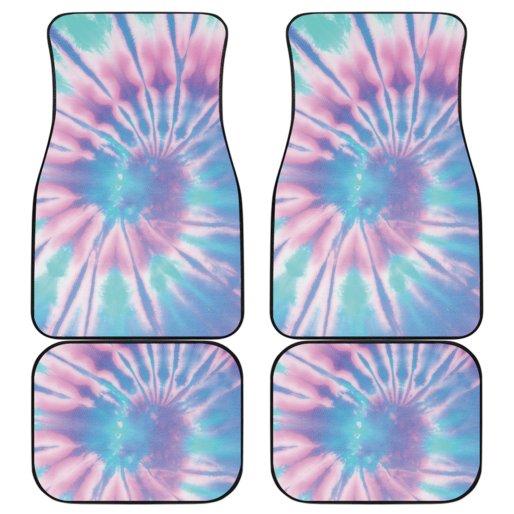 Teal And Pink Tie Dye Print Front and Back Car Floor Mats