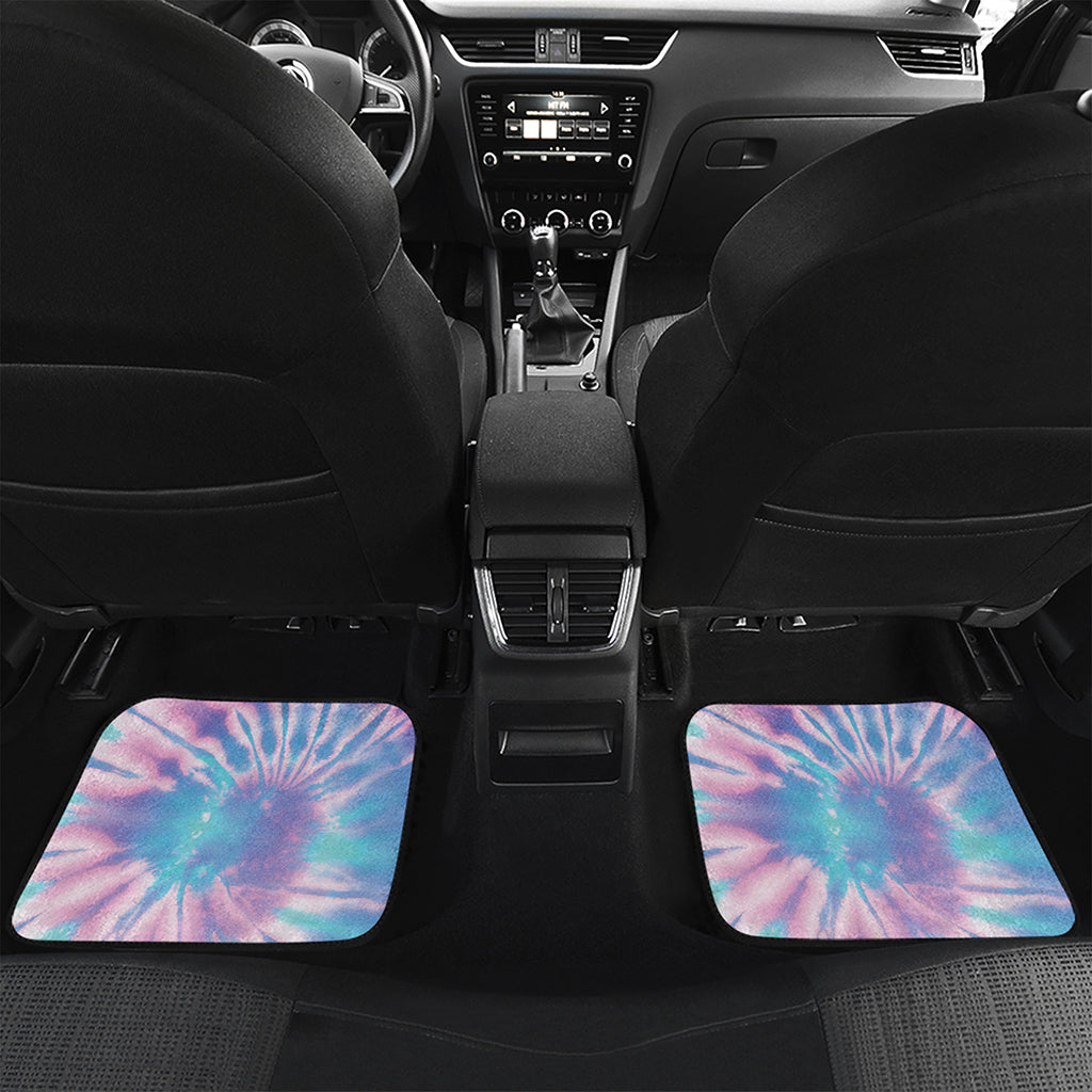 Teal And Pink Tie Dye Print Front and Back Car Floor Mats