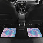 Teal And Pink Tie Dye Print Front and Back Car Floor Mats