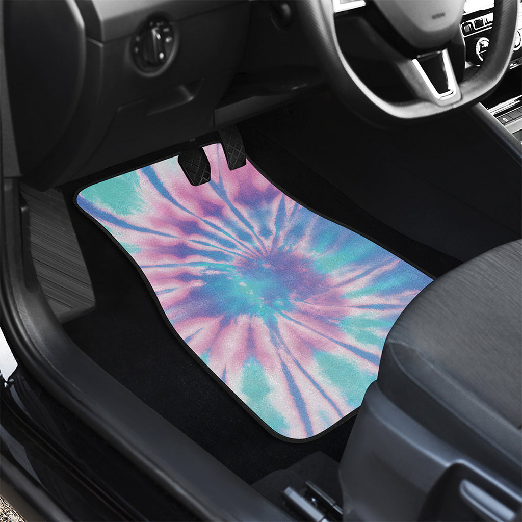 Teal And Pink Tie Dye Print Front and Back Car Floor Mats