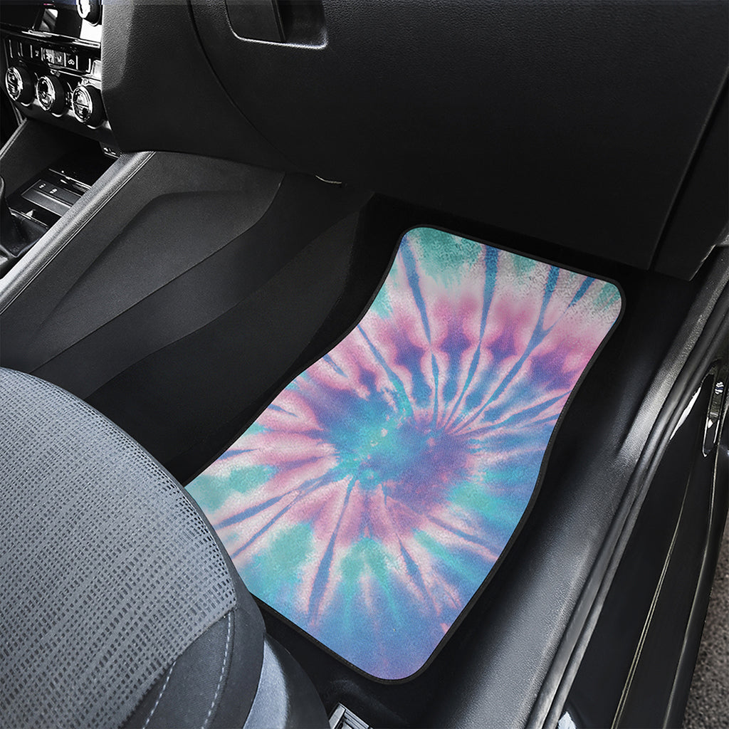 Teal And Pink Tie Dye Print Front and Back Car Floor Mats