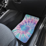Teal And Pink Tie Dye Print Front and Back Car Floor Mats