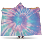 Teal And Pink Tie Dye Print Hooded Blanket