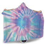 Teal And Pink Tie Dye Print Hooded Blanket