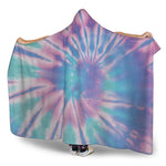Teal And Pink Tie Dye Print Hooded Blanket