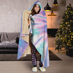 Teal And Pink Tie Dye Print Hooded Blanket