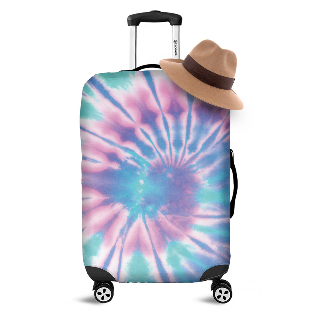 Teal And Pink Tie Dye Print Luggage Cover