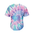 Teal And Pink Tie Dye Print Men's Baseball Jersey
