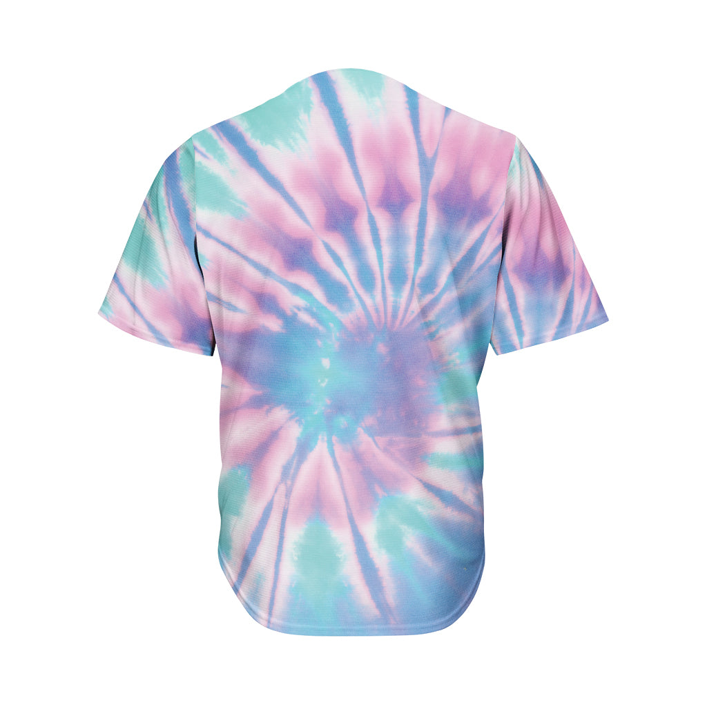 Teal And Pink Tie Dye Print Men's Baseball Jersey