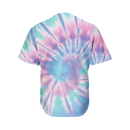Teal And Pink Tie Dye Print Men's Baseball Jersey