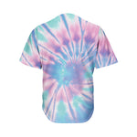 Teal And Pink Tie Dye Print Men's Baseball Jersey