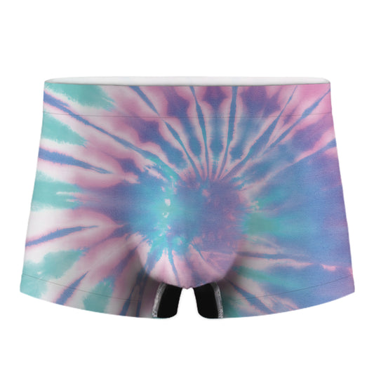 Teal And Pink Tie Dye Print Men's Boxer Briefs