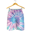 Teal And Pink Tie Dye Print Men's Shorts