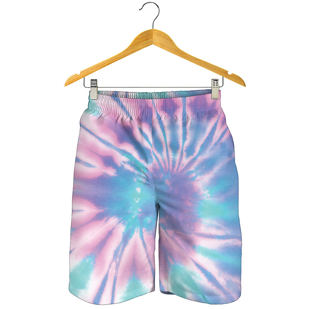 Teal And Pink Tie Dye Print Men's Shorts