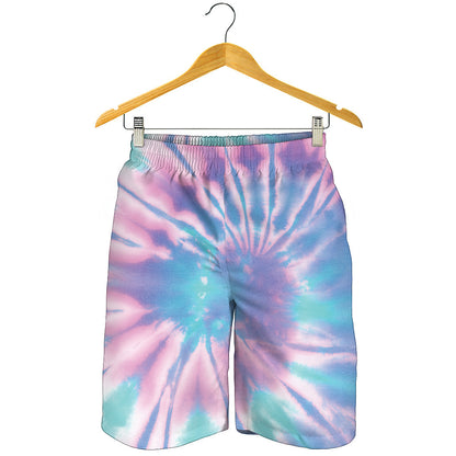 Teal And Pink Tie Dye Print Men's Shorts