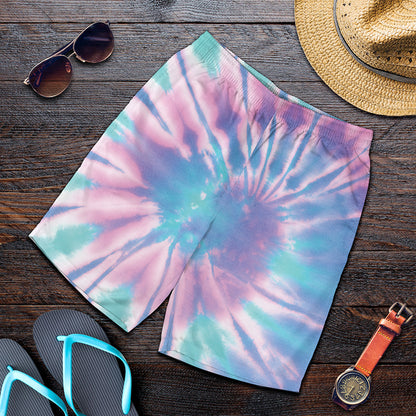 Teal And Pink Tie Dye Print Men's Shorts