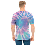 Teal And Pink Tie Dye Print Men's T-Shirt