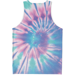 Teal And Pink Tie Dye Print Men's Tank Top