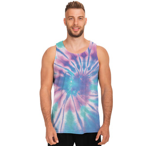 Teal And Pink Tie Dye Print Men's Tank Top