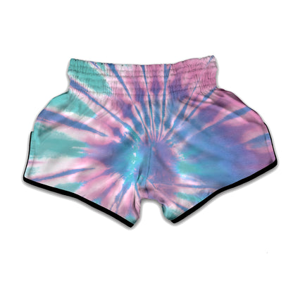 Teal And Pink Tie Dye Print Muay Thai Boxing Shorts