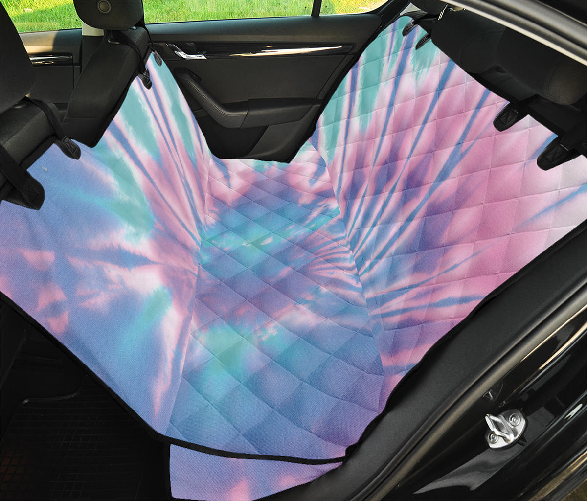 Teal And Pink Tie Dye Print Pet Car Back Seat Cover