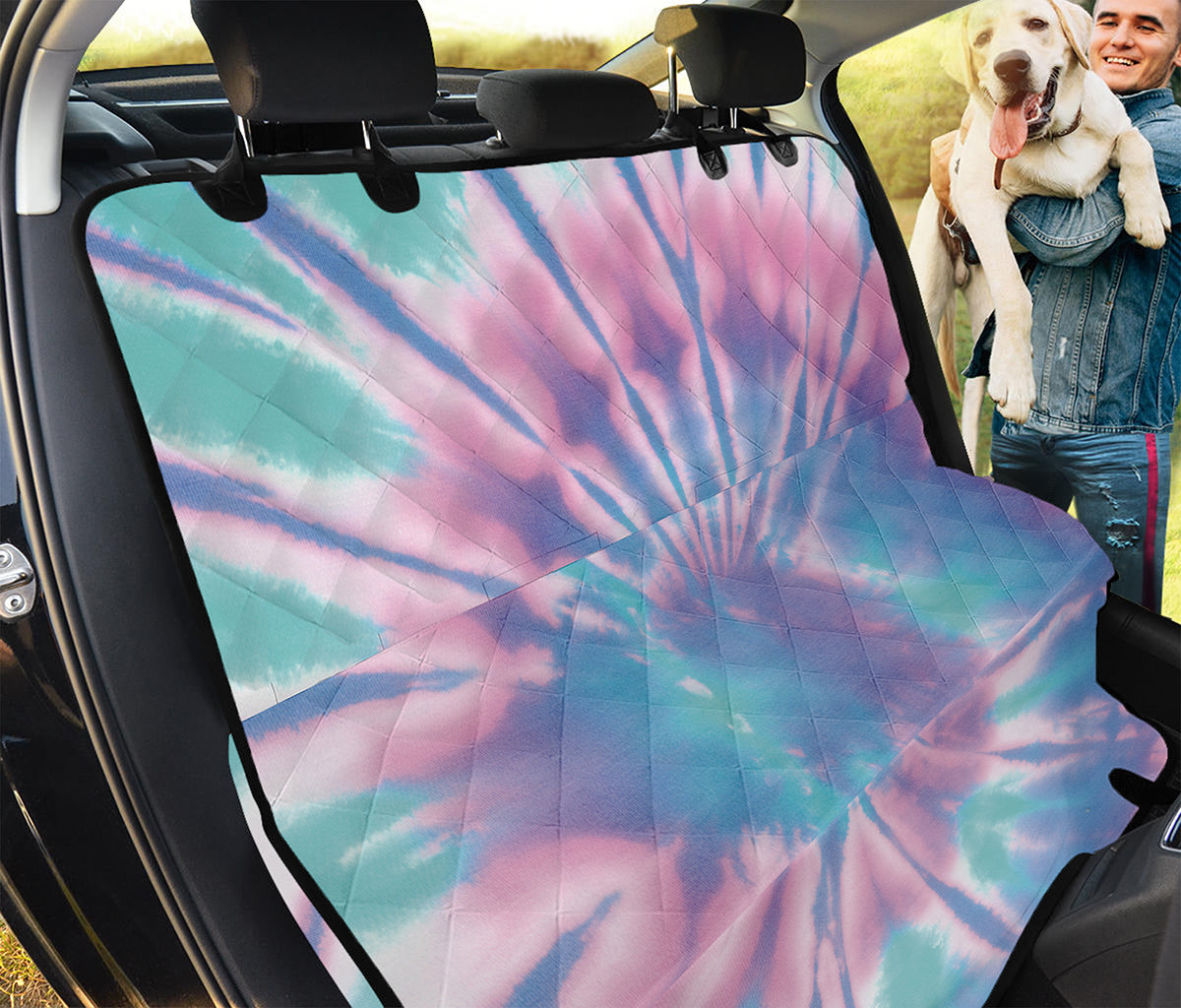 Teal And Pink Tie Dye Print Pet Car Back Seat Cover