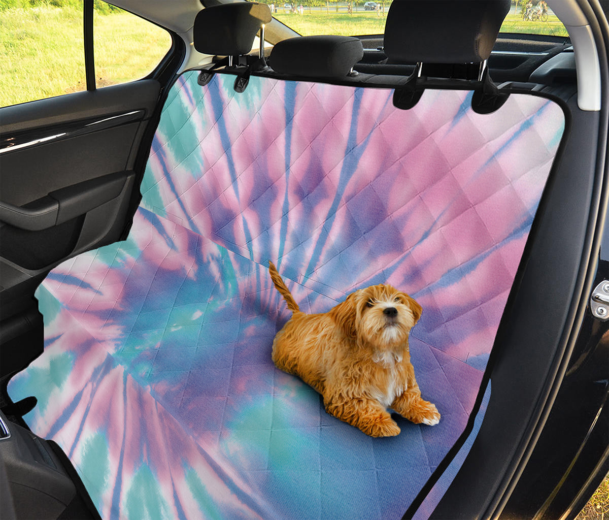 Teal And Pink Tie Dye Print Pet Car Back Seat Cover