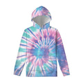 Teal And Pink Tie Dye Print Pullover Hoodie