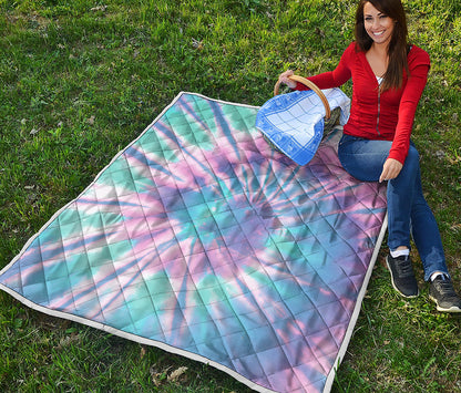 Teal And Pink Tie Dye Print Quilt
