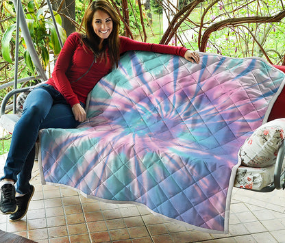Teal And Pink Tie Dye Print Quilt