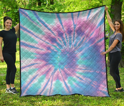 Teal And Pink Tie Dye Print Quilt