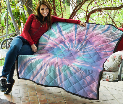 Teal And Pink Tie Dye Print Quilt