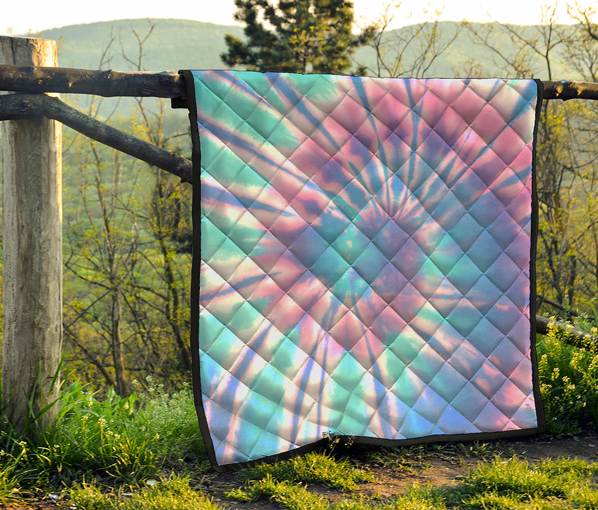 Teal And Pink Tie Dye Print Quilt