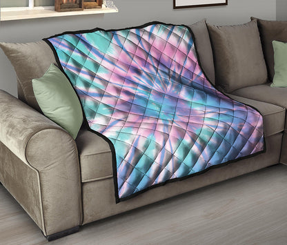 Teal And Pink Tie Dye Print Quilt