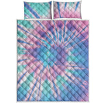 Teal And Pink Tie Dye Print Quilt Bed Set