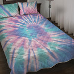 Teal And Pink Tie Dye Print Quilt Bed Set