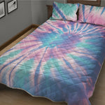 Teal And Pink Tie Dye Print Quilt Bed Set