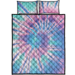 Teal And Pink Tie Dye Print Quilt Bed Set