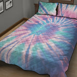 Teal And Pink Tie Dye Print Quilt Bed Set