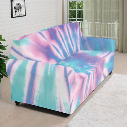 Teal And Pink Tie Dye Print Sofa Cover