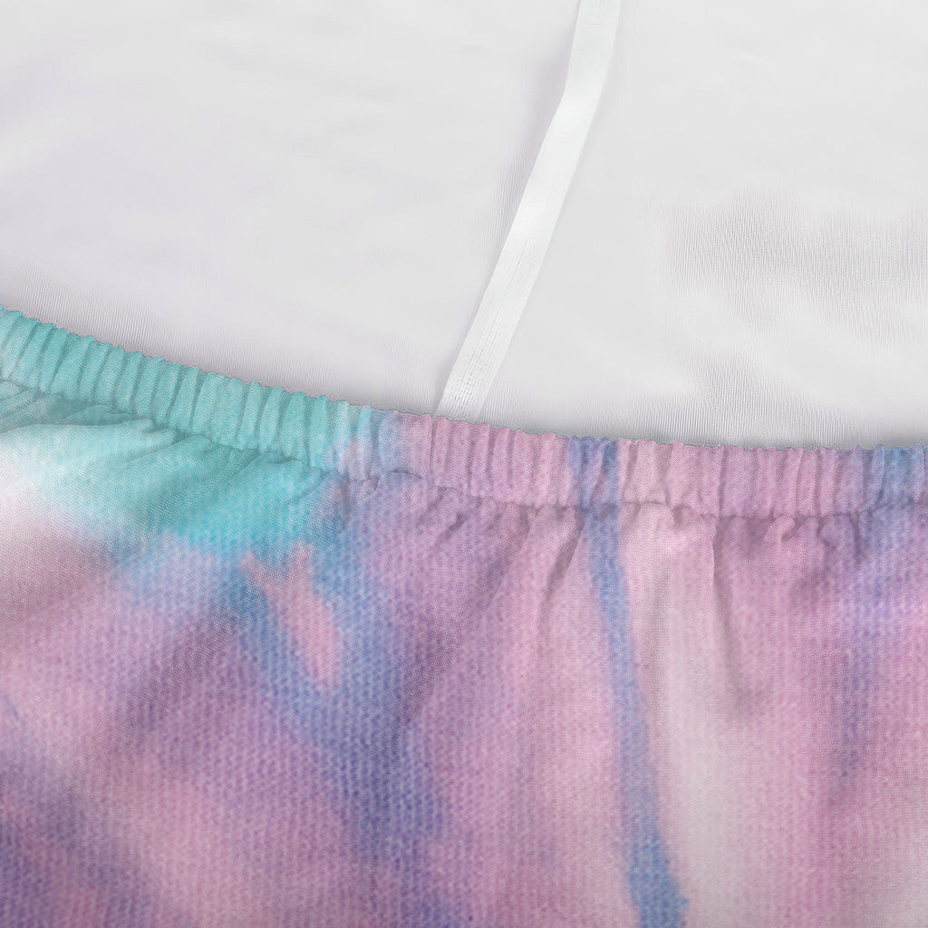 Teal And Pink Tie Dye Print Sofa Cover