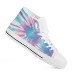 Teal And Pink Tie Dye Print White High Top Shoes