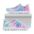 Teal And Pink Tie Dye Print White Running Shoes