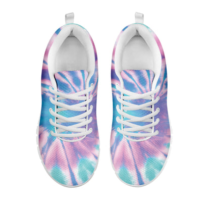 Teal And Pink Tie Dye Print White Sneakers
