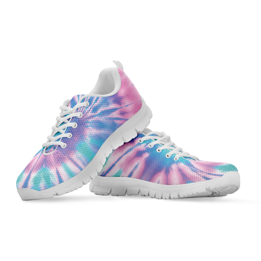 Teal And Pink Tie Dye Print White Sneakers