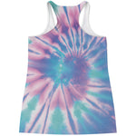 Teal And Pink Tie Dye Print Women's Racerback Tank Top