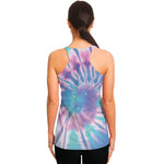 Teal And Pink Tie Dye Print Women's Racerback Tank Top