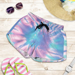 Teal And Pink Tie Dye Print Women's Shorts