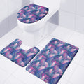 Teal And Pink Tropical Floral Print 3 Piece Bath Mat Set
